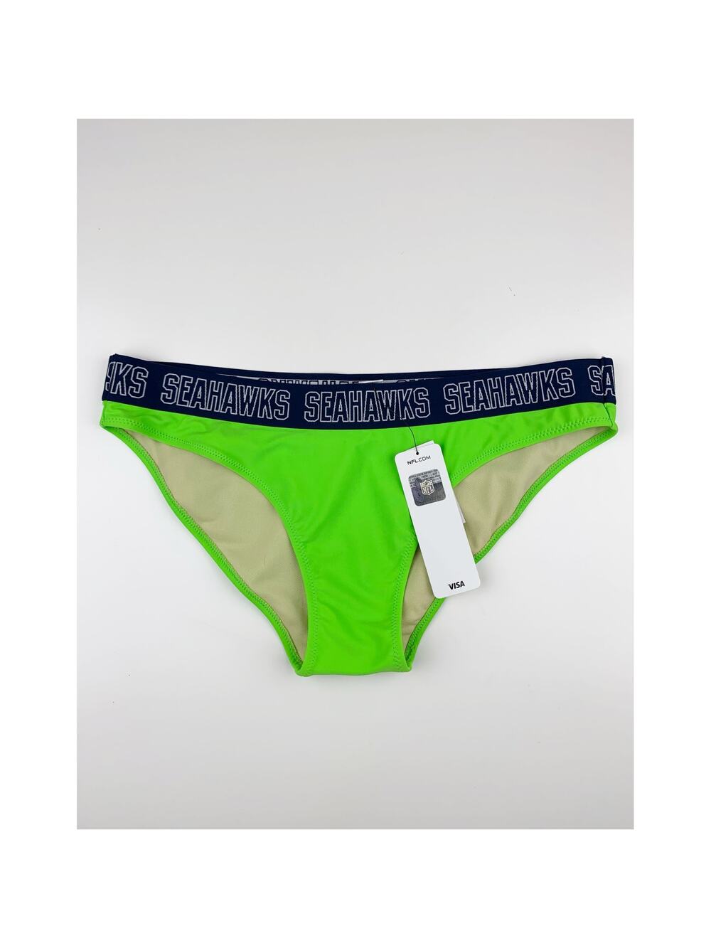New Seattle Seahawks Bikini Bottom NFL Team Apparel Green Blue Women's L